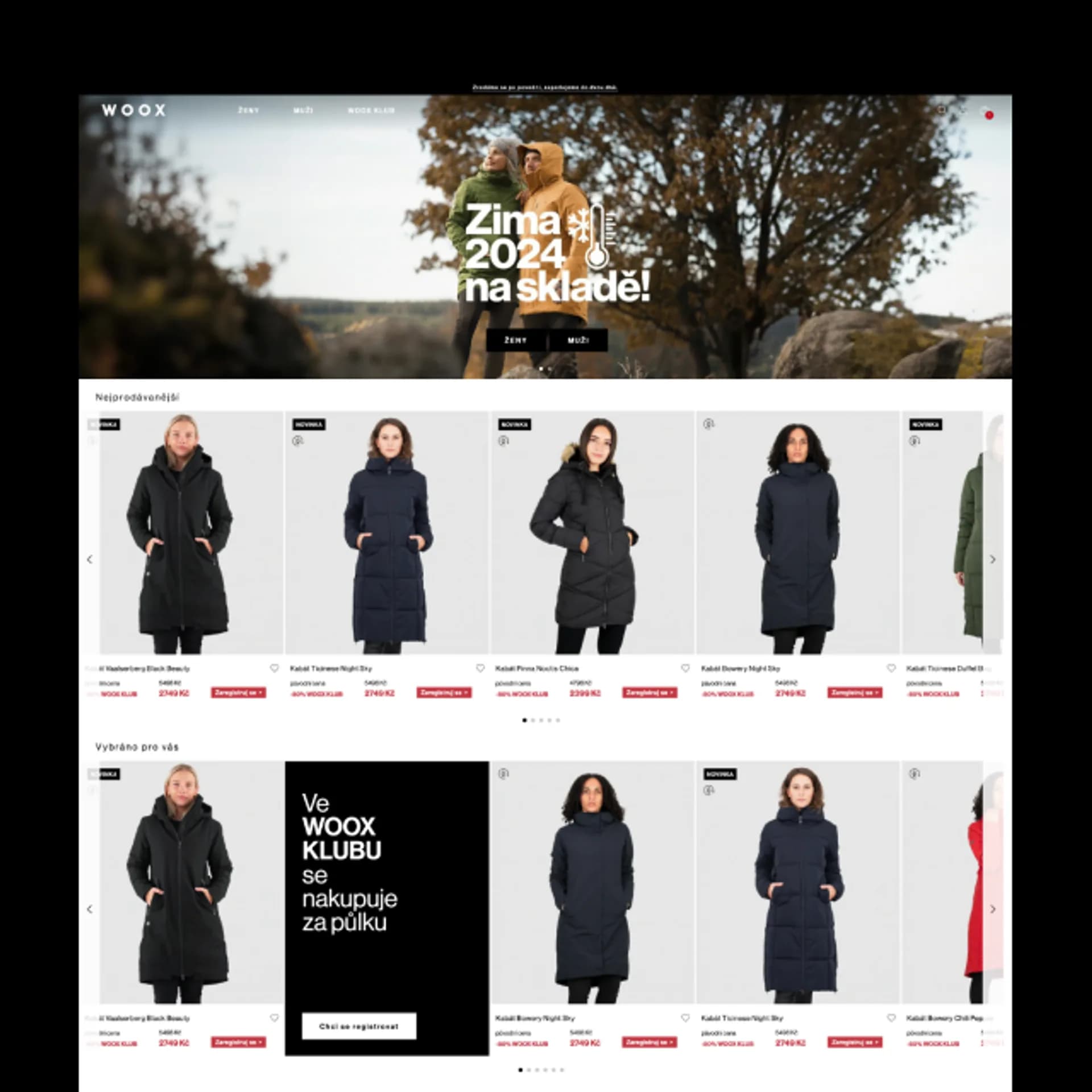 Woox E-shop homepage mockup