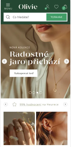 Olivie mobile homepage design mockup